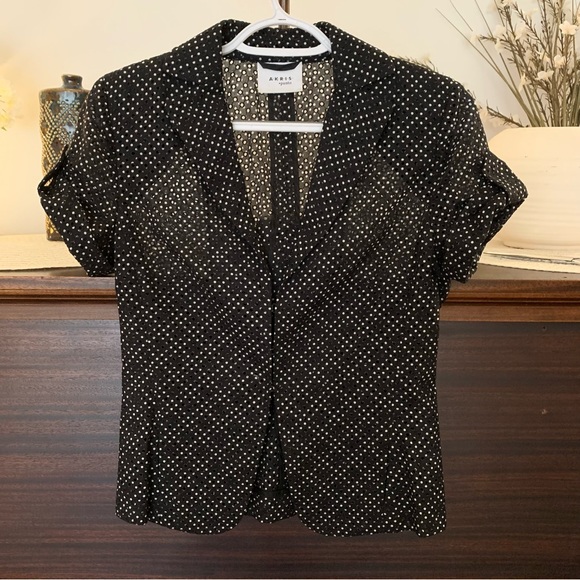 Akris Punto Short Sleeve Polka Dot Eyelet Blazer, Size 4 - Picture 3 of 12